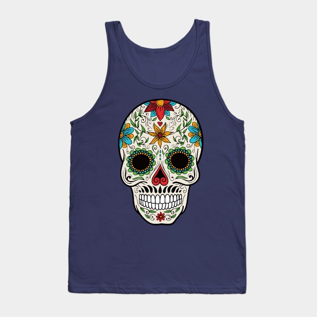 Off White Sugar Skull Graphic Design Tank Top by Mr.TrendSetter